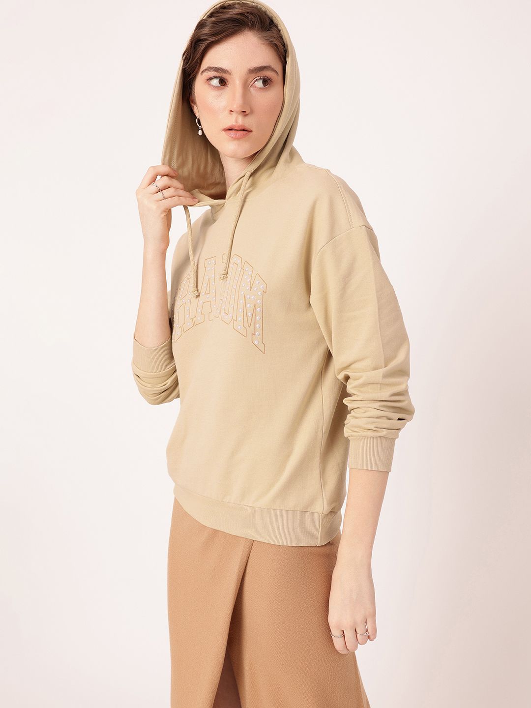 DressBerry Hooded Cotton Terry Relaxed Fit Sweatshirt