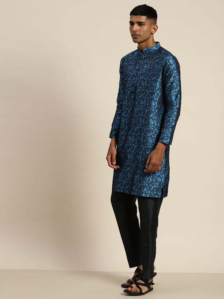 SOJANYA Cetakan Geometrik Kurta Kolar Mandarin