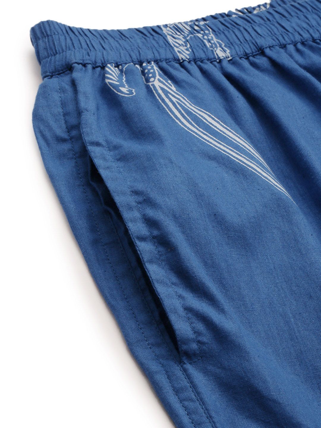 SANSKRUTIHOMES Women Blue & White Pure Cotton Conversational Printed Pyjama Set