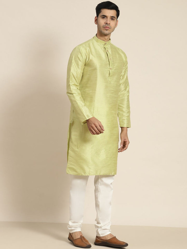 SOJANYA Men Woven Design Kurta with Churidar with Nehru Jacket