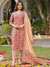 KALINI Women Floral Printed Regular Kurta with Trousers & With Dupatta