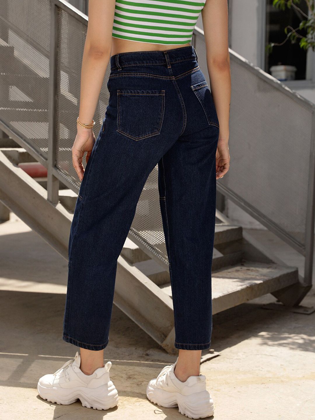 STREET 9 Women Blue Jean Wide Leg Fit High-Rise Pure Cotton Jeans