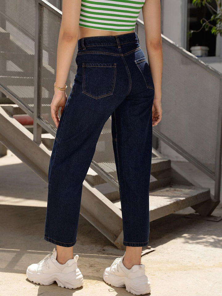 STREET 9 Women Blue Jean Wide Leg Fit High-Rise Pure Cotton Jeans