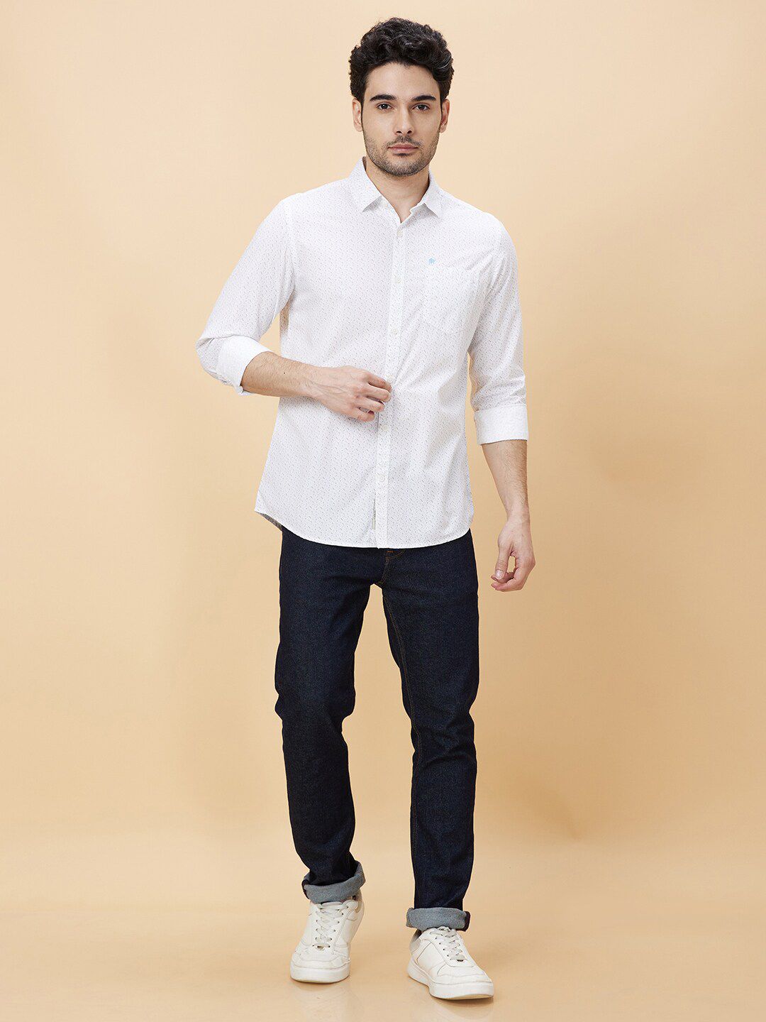 Being Human Micro Ditsy Printed Cotton Slim Fit Casual Shirt