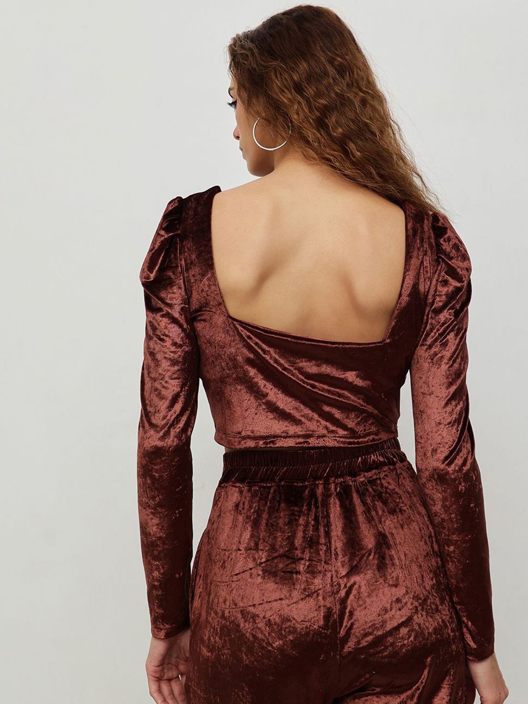 STREET 9 Animal Print Puff Sleeve Velvet Top