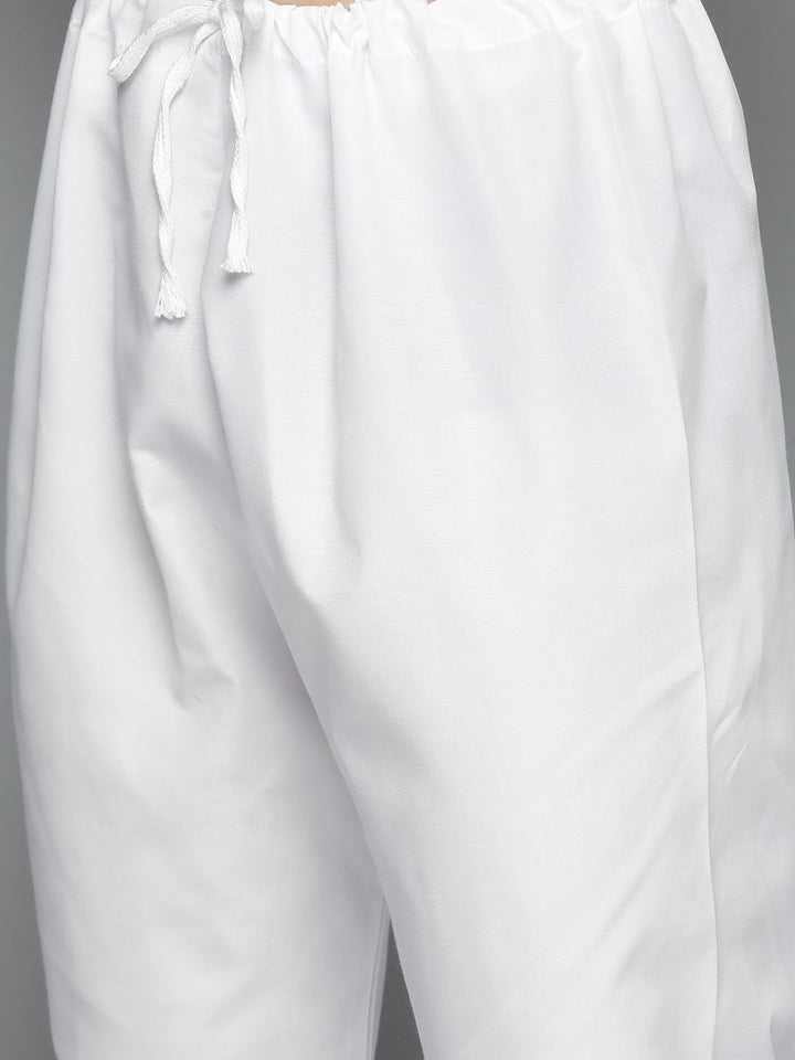 Jompers Men Floral Embroidered Chikankari Pure Cotton Kurta with Churidar