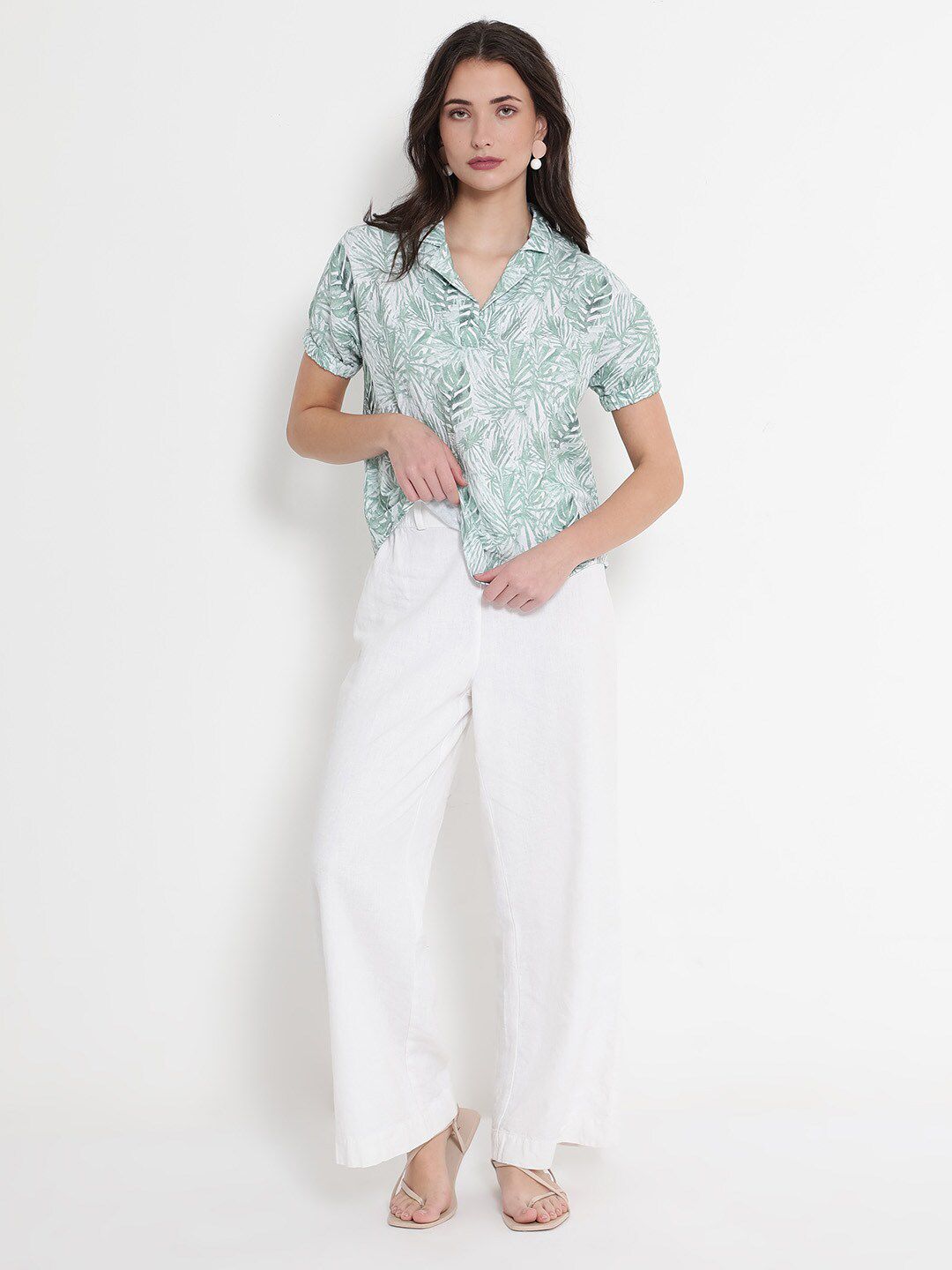 RAREISM Tropical Printed Cotton Top