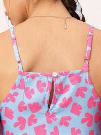 DressBerry Cotton Candy Cute Floral Strappy Crop Top