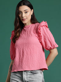 DressBerry Puff Sleeve Ruffles Top