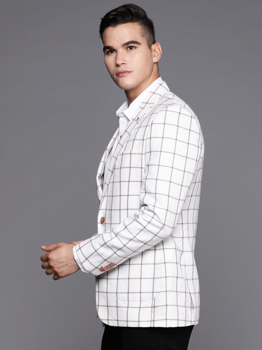 Raymond Checked Single-Breasted Blazer