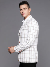 Raymond Checked Single-Breasted Blazer