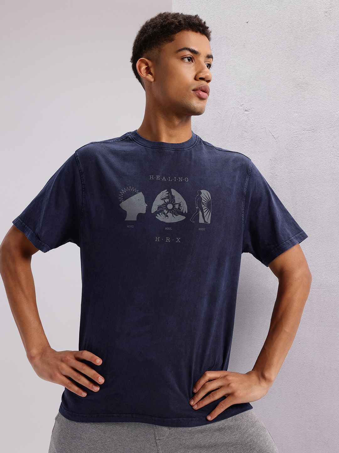 HRX by Hrithik Roshan Printed Pure Cotton Yoga T-shirt