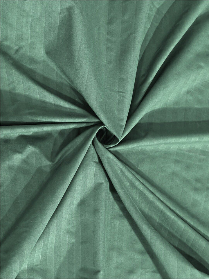 KLOTTHE Green Striped Cotton 300 TC King Fine Bedsheet with 2 Pillow Covers-98 x 87 inches