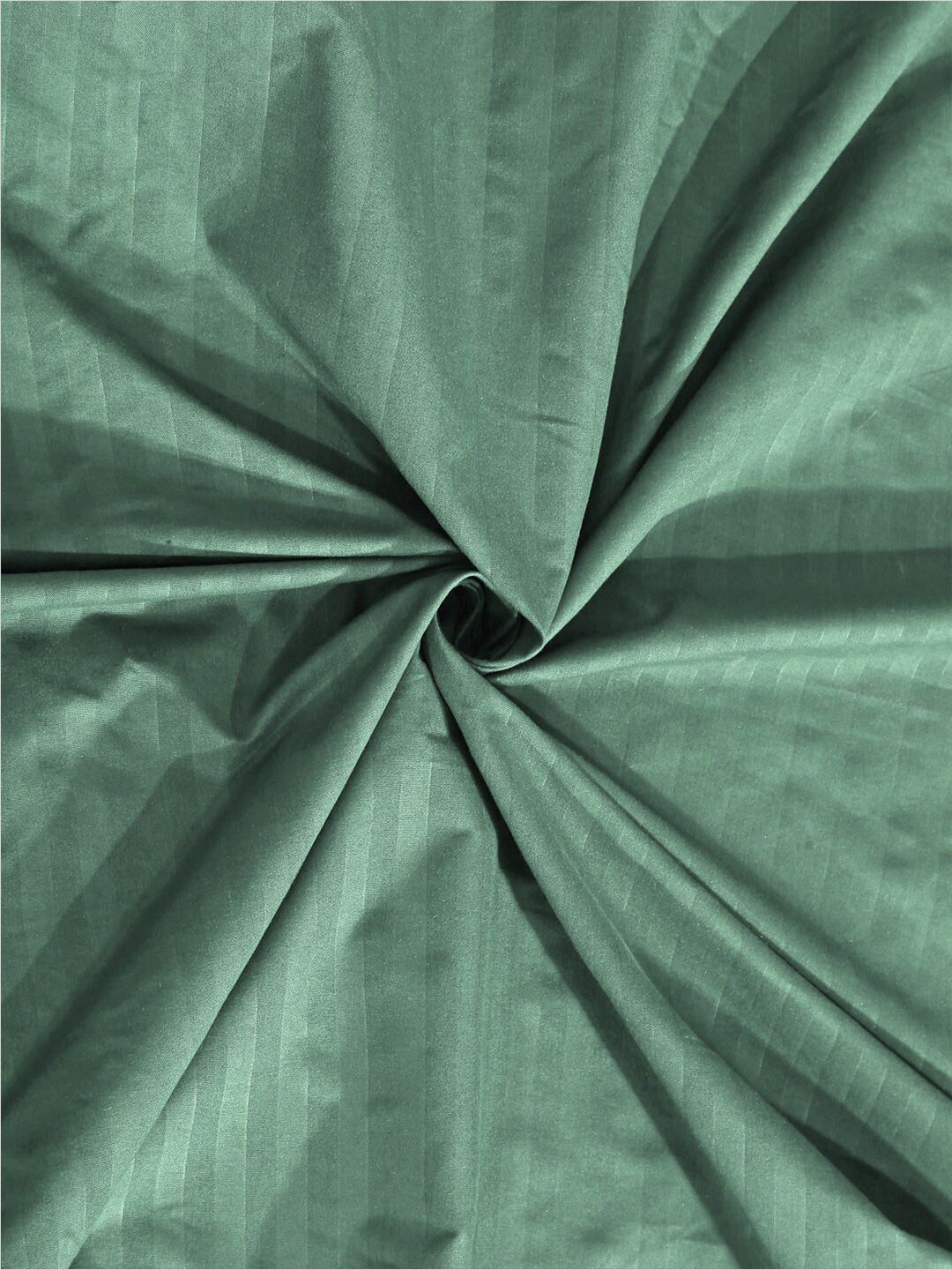 KLOTTHE Green Striped Cotton 300 TC King Fine Bedsheet with 2 Pillow Covers-98 x 87 inches