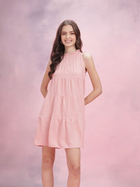 DressBerry Tie-Up Neck Ruffled Tiered Dress