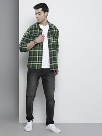 The Indian Garage Co Men Regular Fit Checked Double Flap Pocket Flannel Shirt
