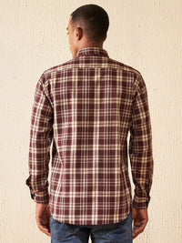 DENNISON Smart Tartan Checked Button-Down Collar Cotton Casual Shirt