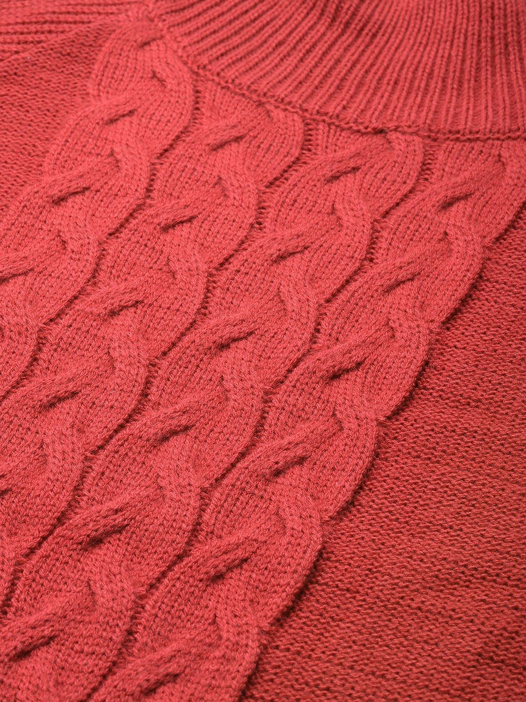 all about you Coral Red Cable Knit Jumper Dress