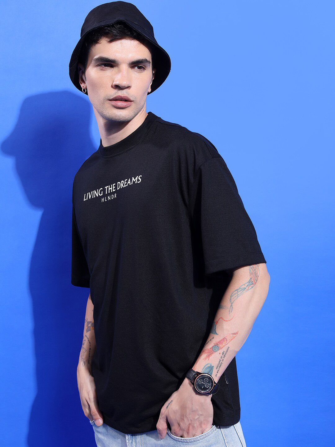 HIGHLANDER Graphic Printed Drop Shoulder Sleeves Oversized Fit T-shirt