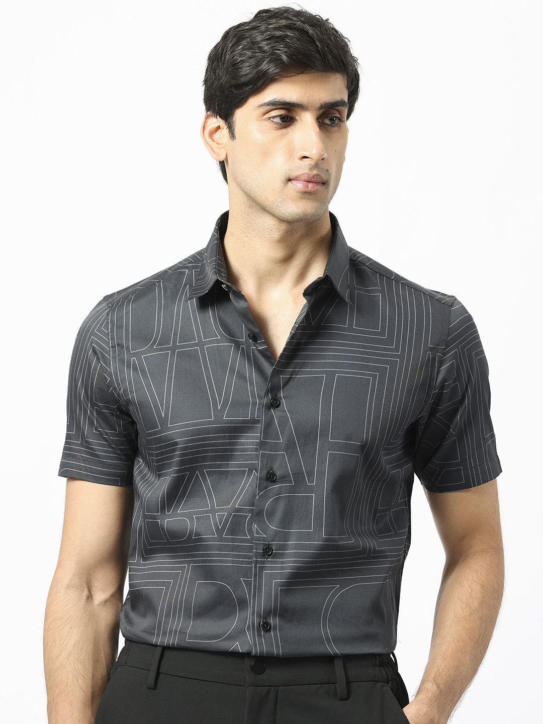 RARE RABBIT Men Osuna Slim Fit Geometric Printed Cotton Shirt