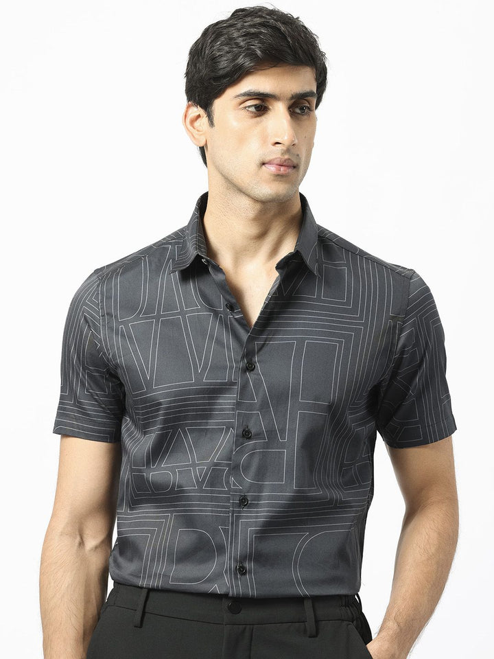 RARE RABBIT Men Osuna Slim Fit Geometric Printed Cotton Shirt