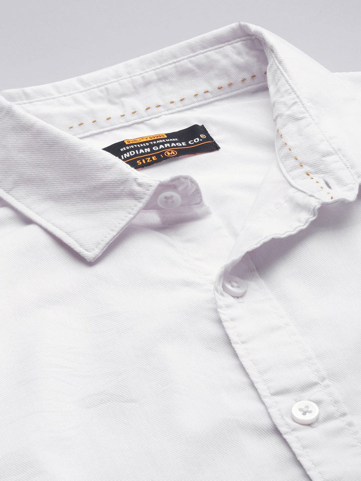 The Indian Garage Co Men White Comfort Solid Casual Shirt