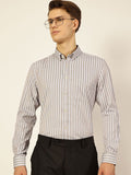 Thomas Scott Men Smart Fit Button-Down Collar Vertical Striped Cotton Formal Shirt