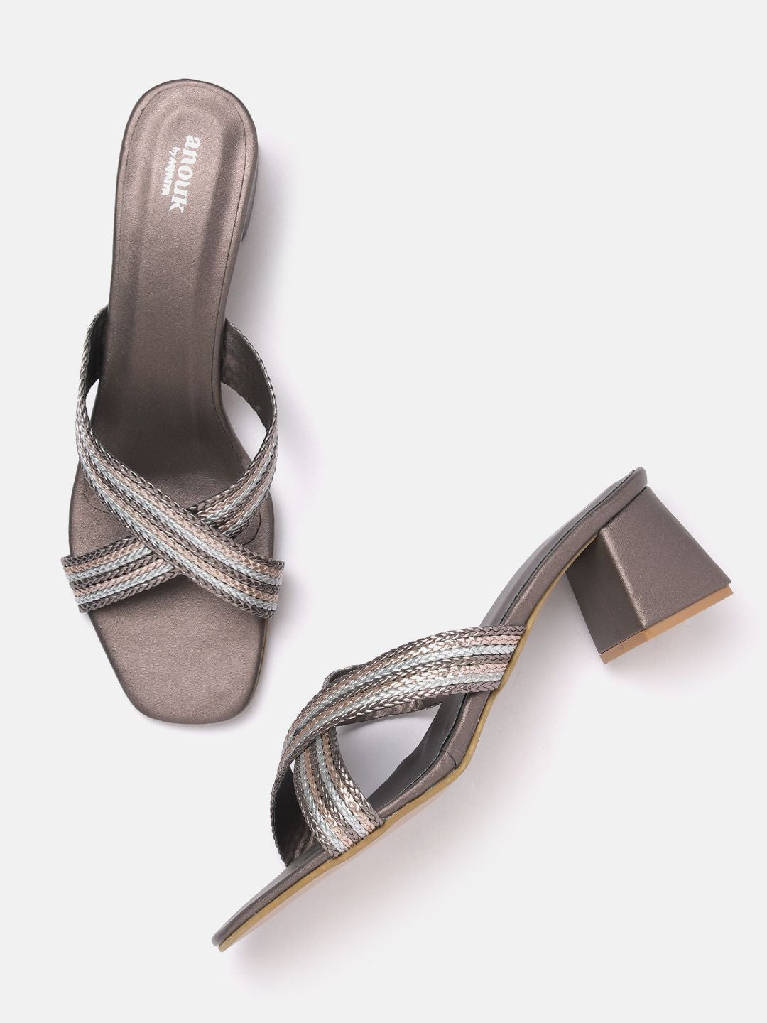 Anouk Woven Striped Block Heels