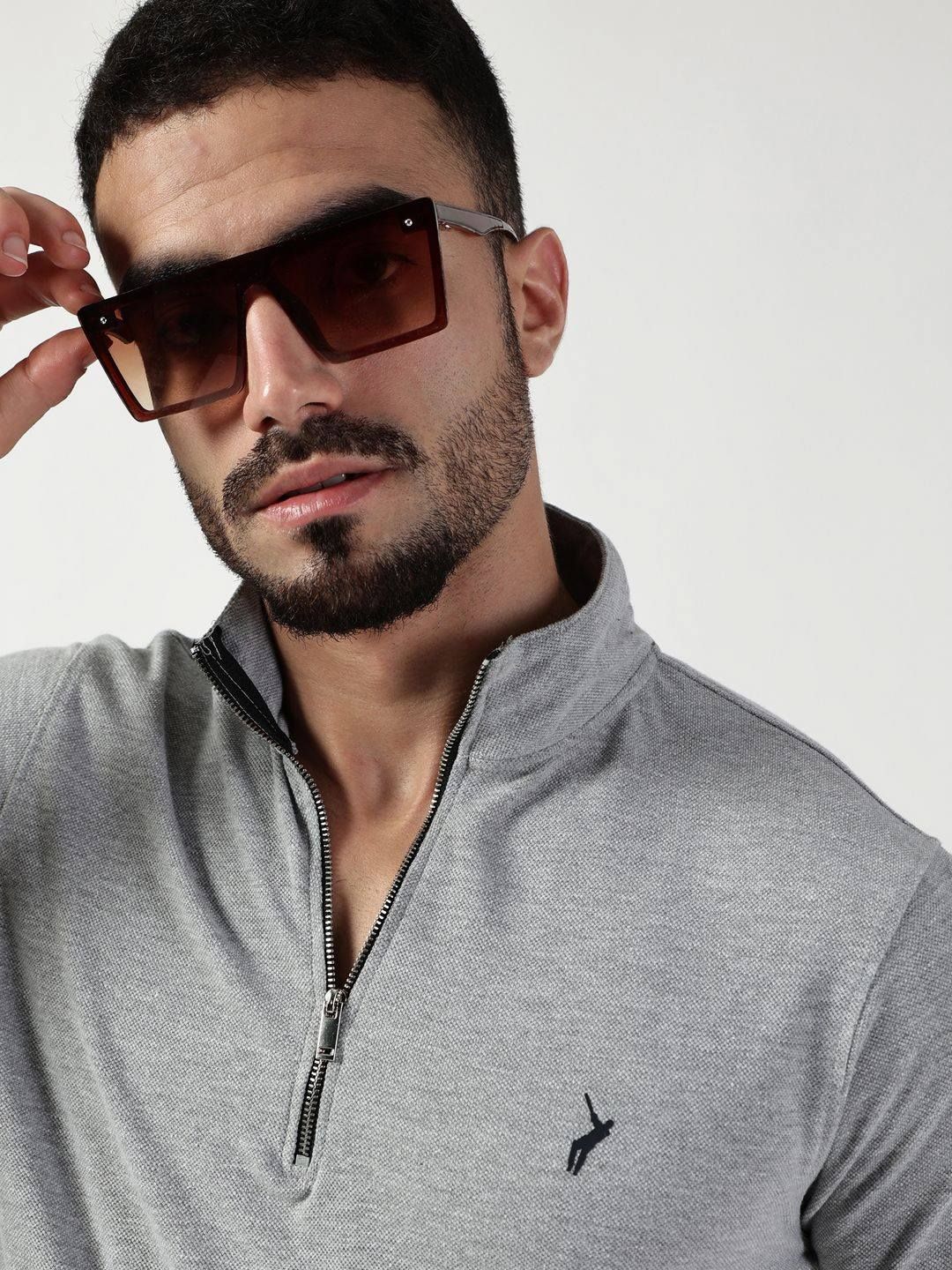 Thomas Scott Men High Neck Solid Casual T-shirt