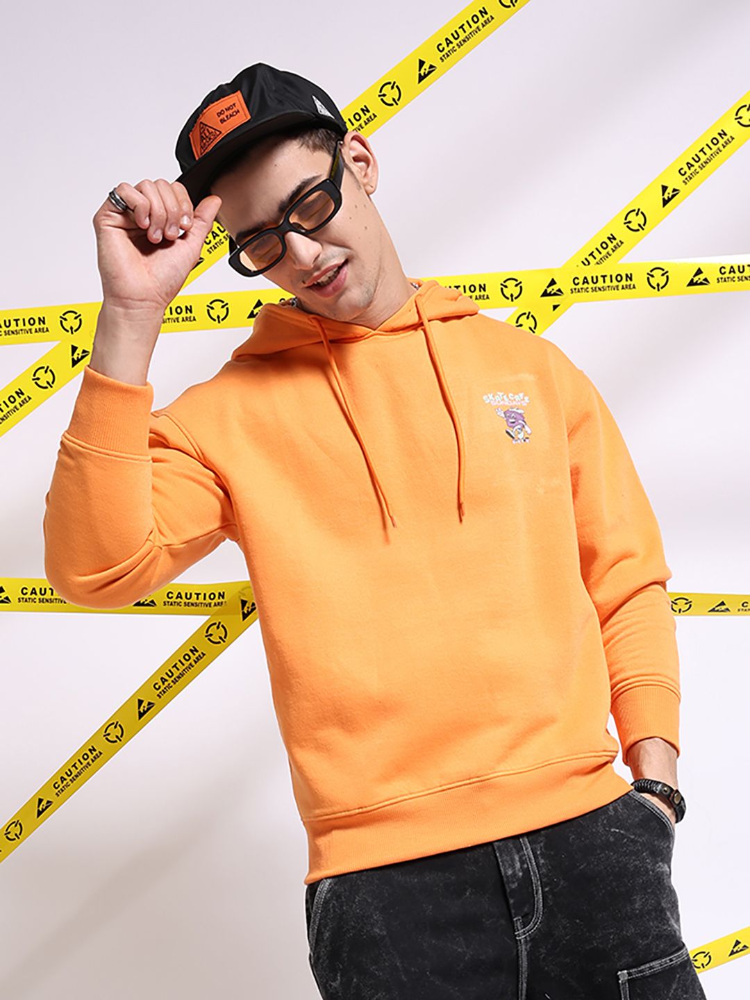 The Indian Garage Co Graphic Back Printed Hooded Oversized Pullover Sweatshirt