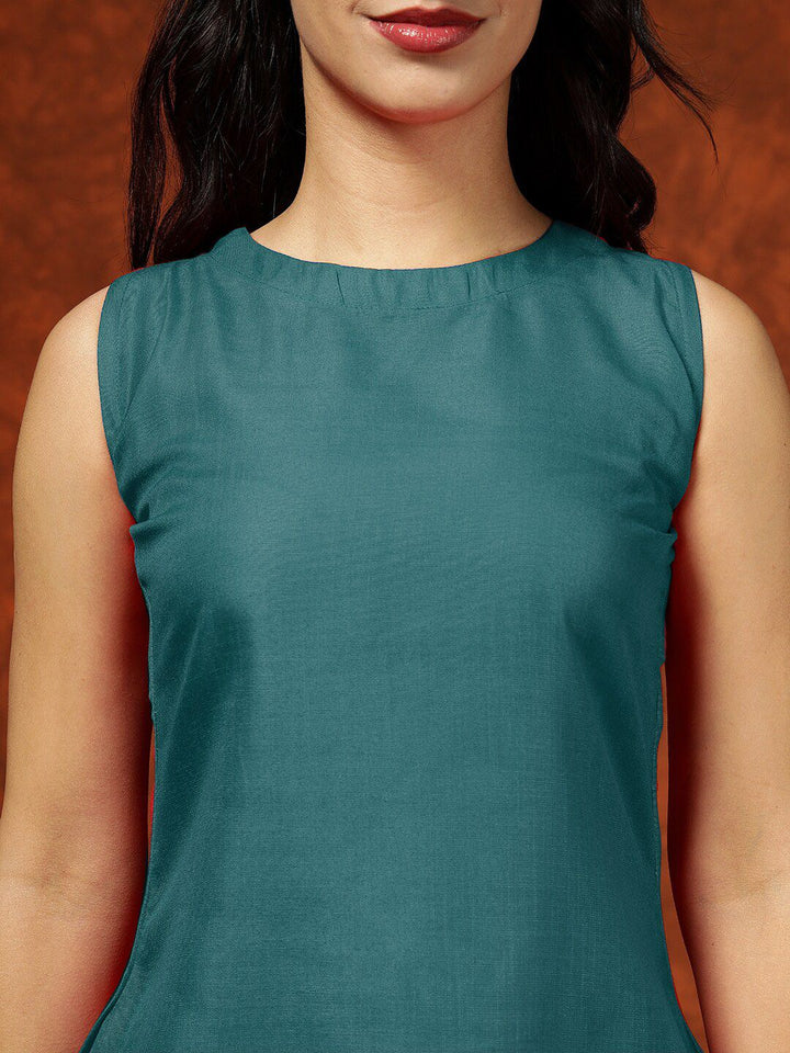 KALINI Ethnic Motifs Printed Sleeveless Straight Kurta & Trousers With Dupatta