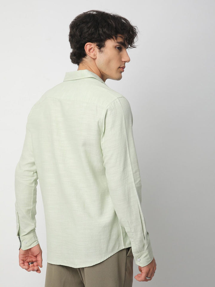 VASTRADO Men Classic Cutaway Collar Textured Cotton Slim Fit Casual Shirt
