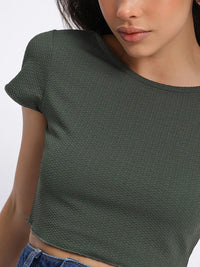 DressBerry Minimalist Muse Textured Crop Top