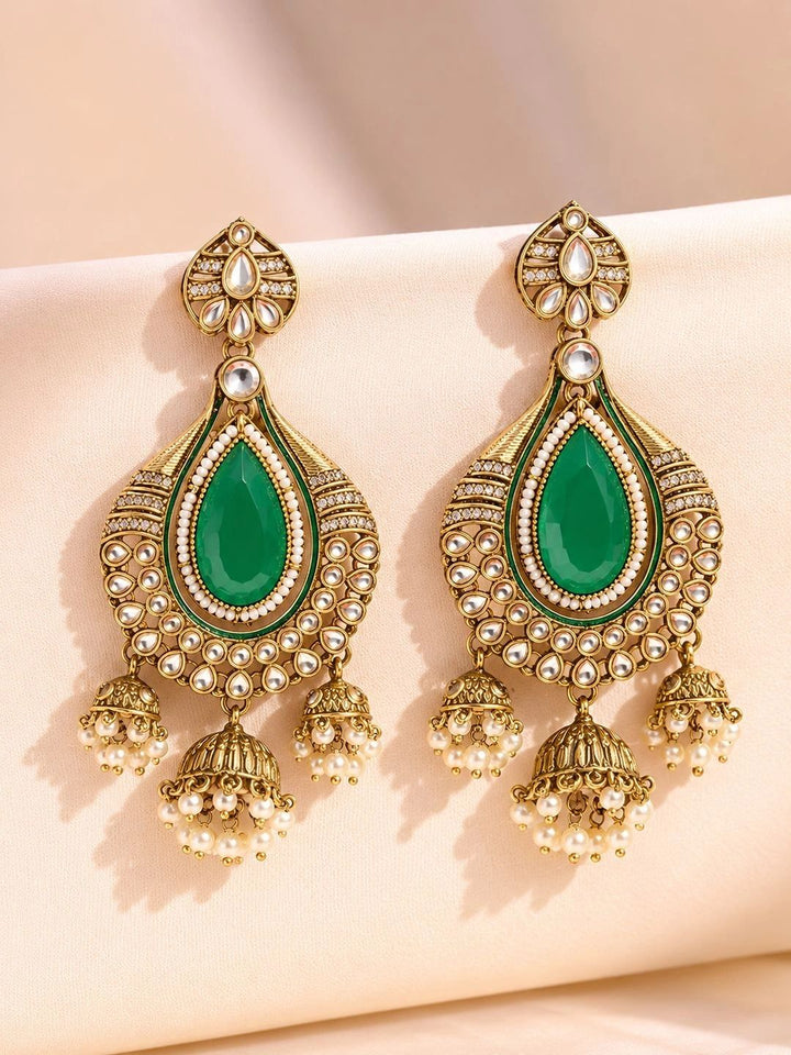 PANASH Teardrop Shaped Jhumkas Earrings