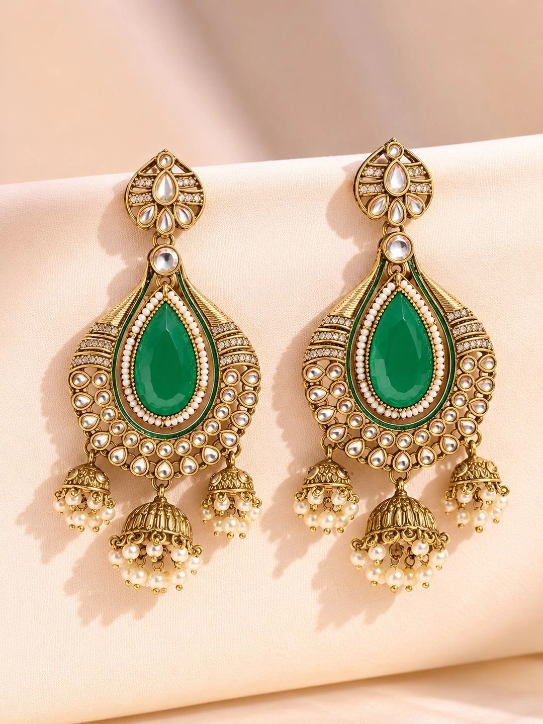 PANASH Teardrop Shaped Jhumkas Earrings