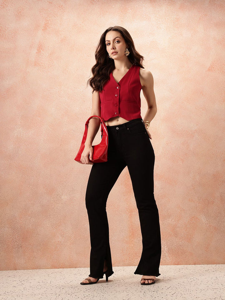 all about you Solid Paneled Vest Top