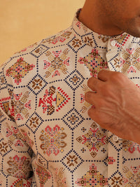 SOJANYA Ethnic Motifs Printed Mandarin Collar Kurta With Pyjamas