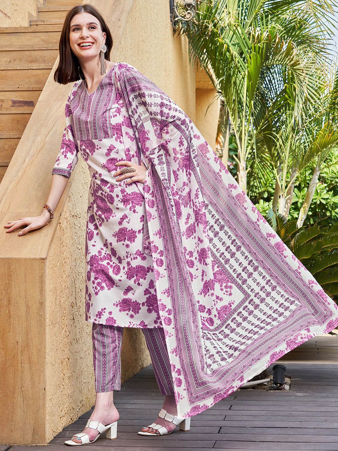 KALINI Women Floral Printed Kurta with Trousers & With Dupatta