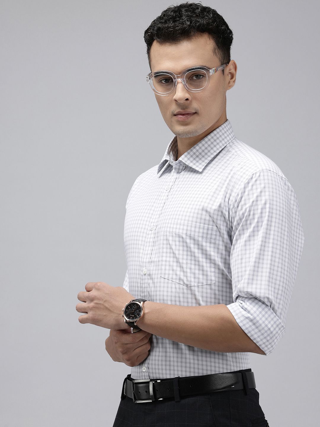 Park Avenue Slim Fit Checked Formal Shirt