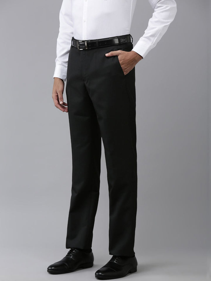 Park Avenue Men Self Design Textured Formal Trousers