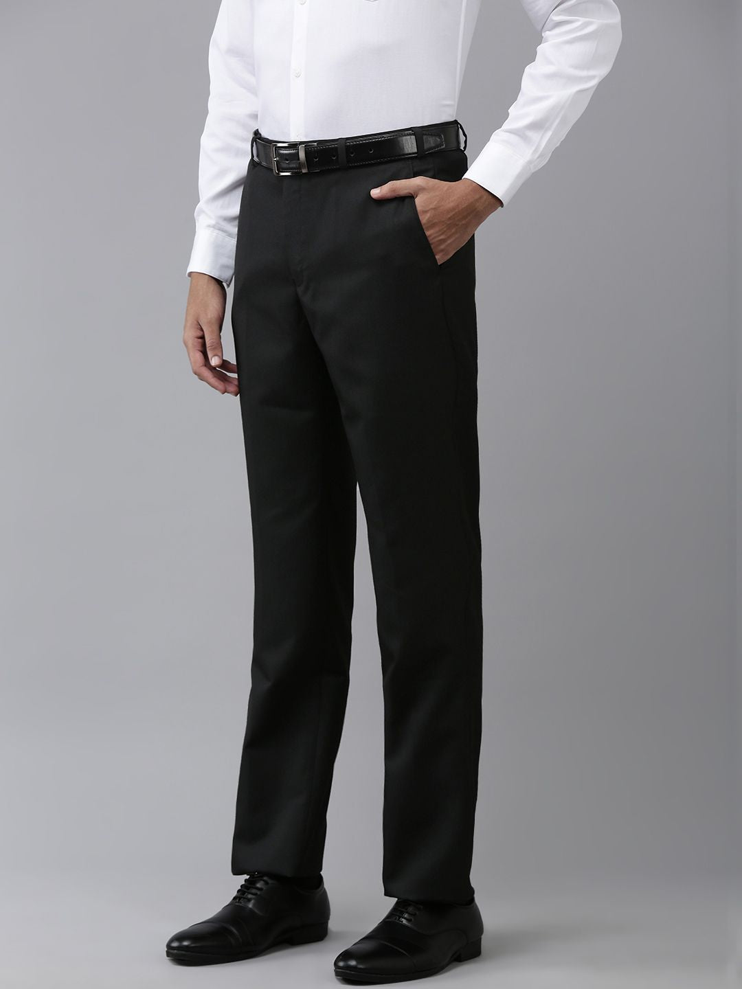Park Avenue Men Self Design Textured Formal Trousers
