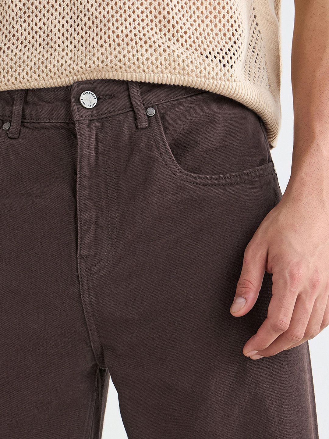 Bewakoof Men Brown Super Baggy Fit Mid-Rise Jeans