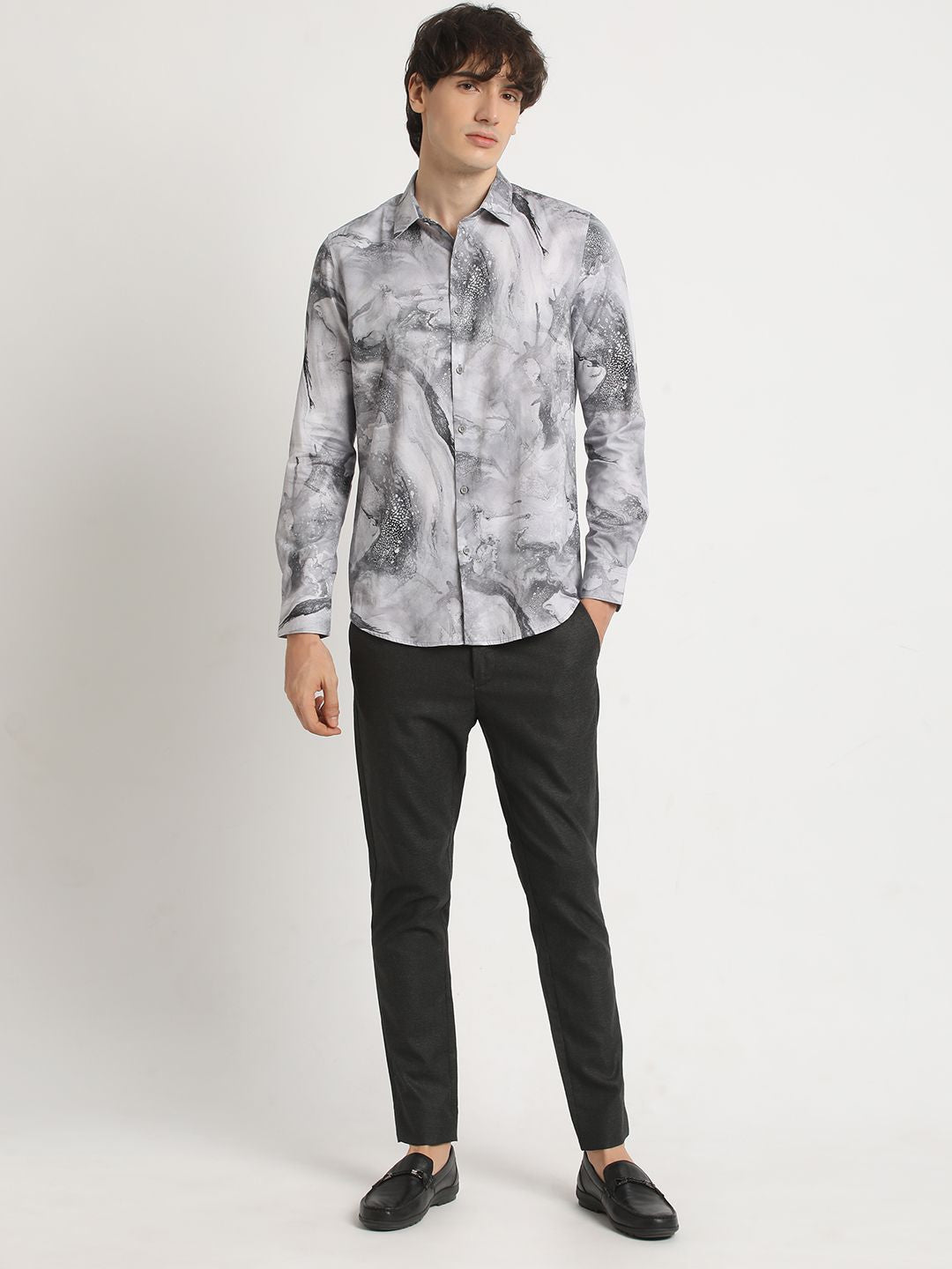 THE BEAR HOUSE Men's Printed Slim Fit Casual Shirt