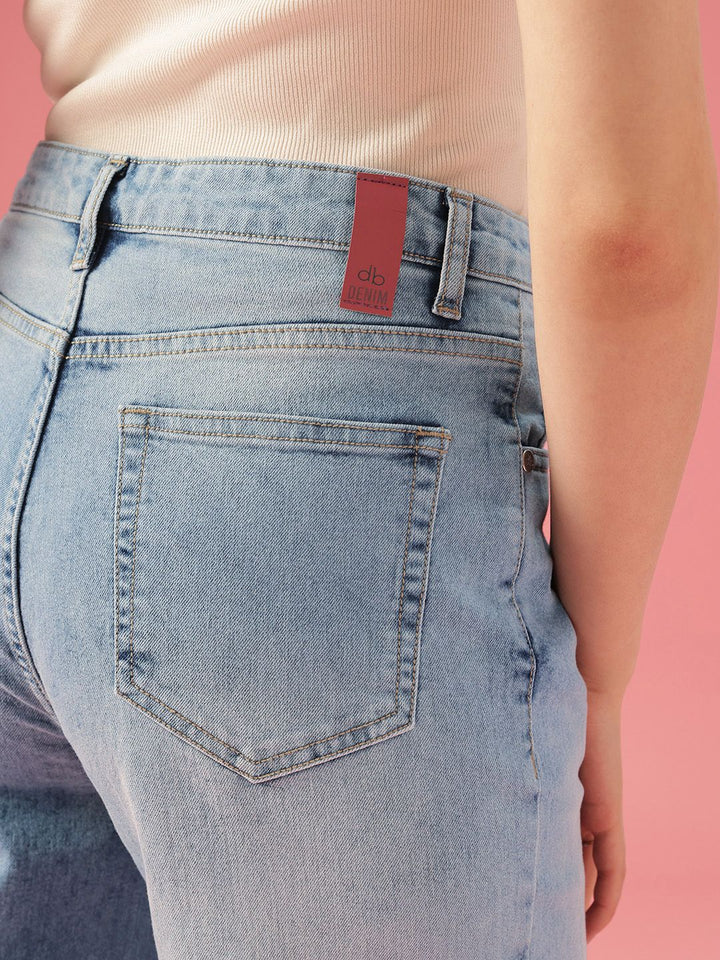 DressBerry Women Flared Mid-Rise Light Fade Stretchable Jeans