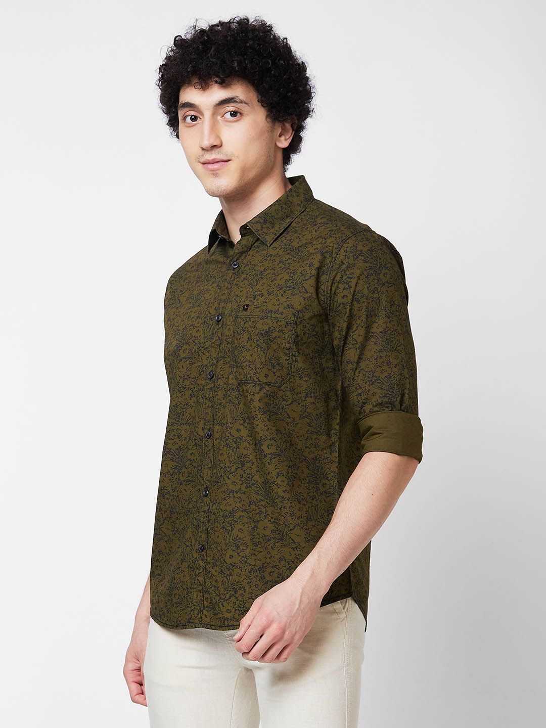 SPYKAR Floral Printed Cotton Casual Shirt