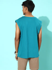 DILLINGER Men Pure Cotton Typography Printed Longline Oversized Sleeveless T-shirt