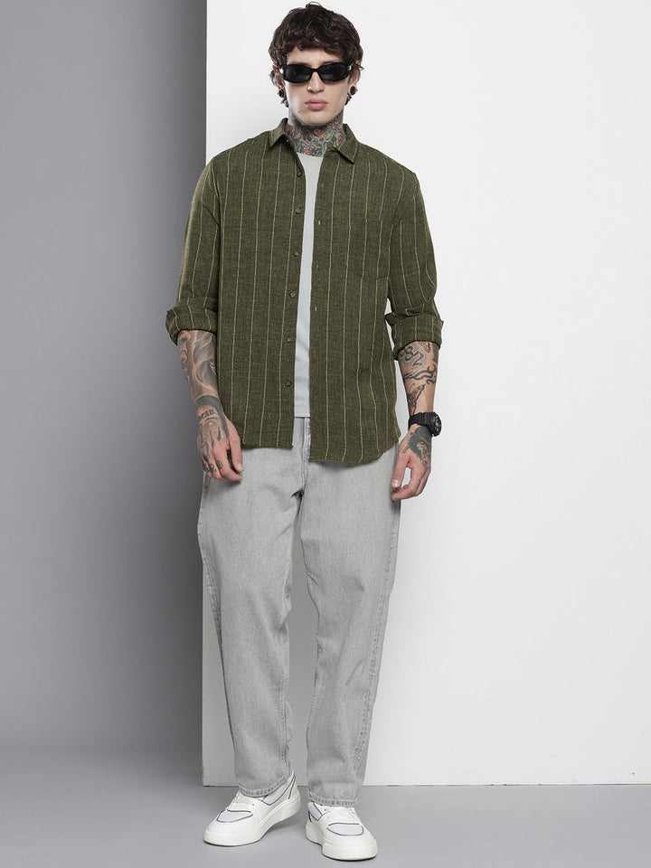 The Indian Garage Co Slim Fit Striped Casual Shirt