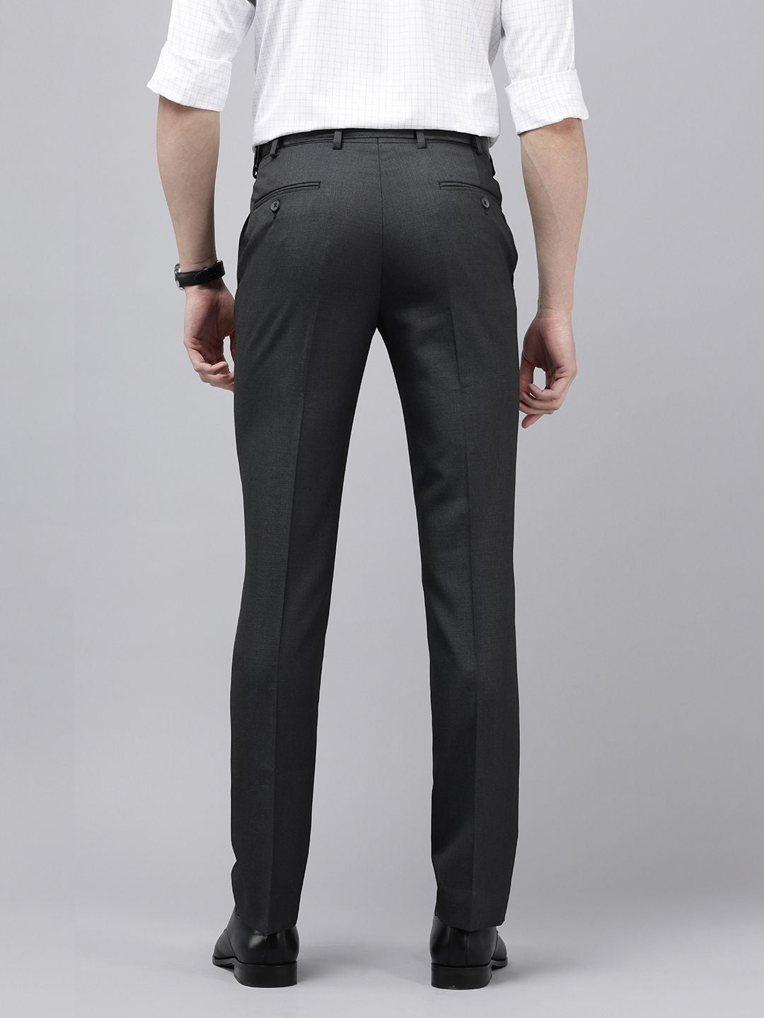 Park Avenue Men Checked Slim Fit Formal Trousers