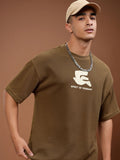 HIGHLANDER Men Self Design Drop shoulder Oversized T-shirt