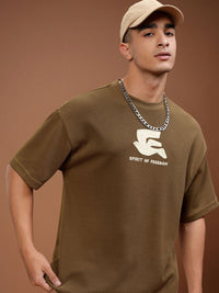 HIGHLANDER Men Self Design Drop shoulder Oversized T-shirt